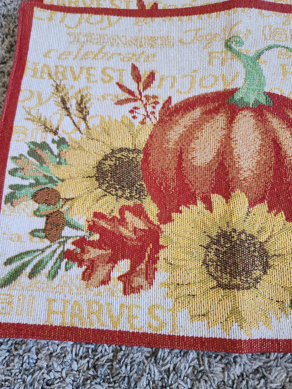 Fall Harvest Pumpkin Sunflower Placemats Set of 4 Thanksgiving